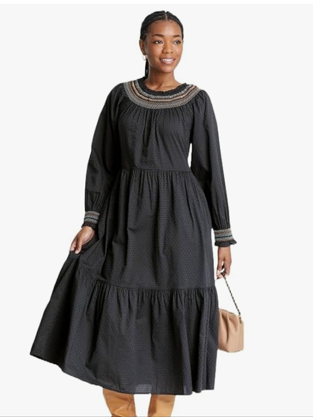 Universal Thread Women's Balloon Long Sleeve Tiered Dress -